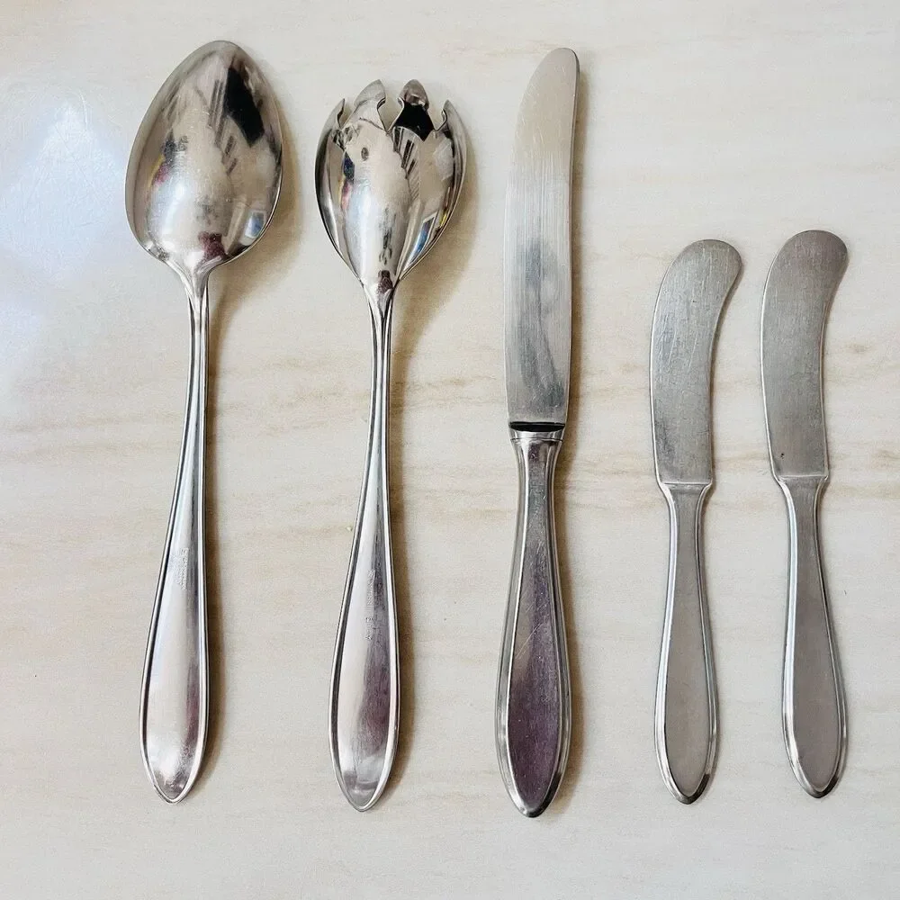 5pc WMF Cromargan Germany Shadowpoint Serving Set Stainless